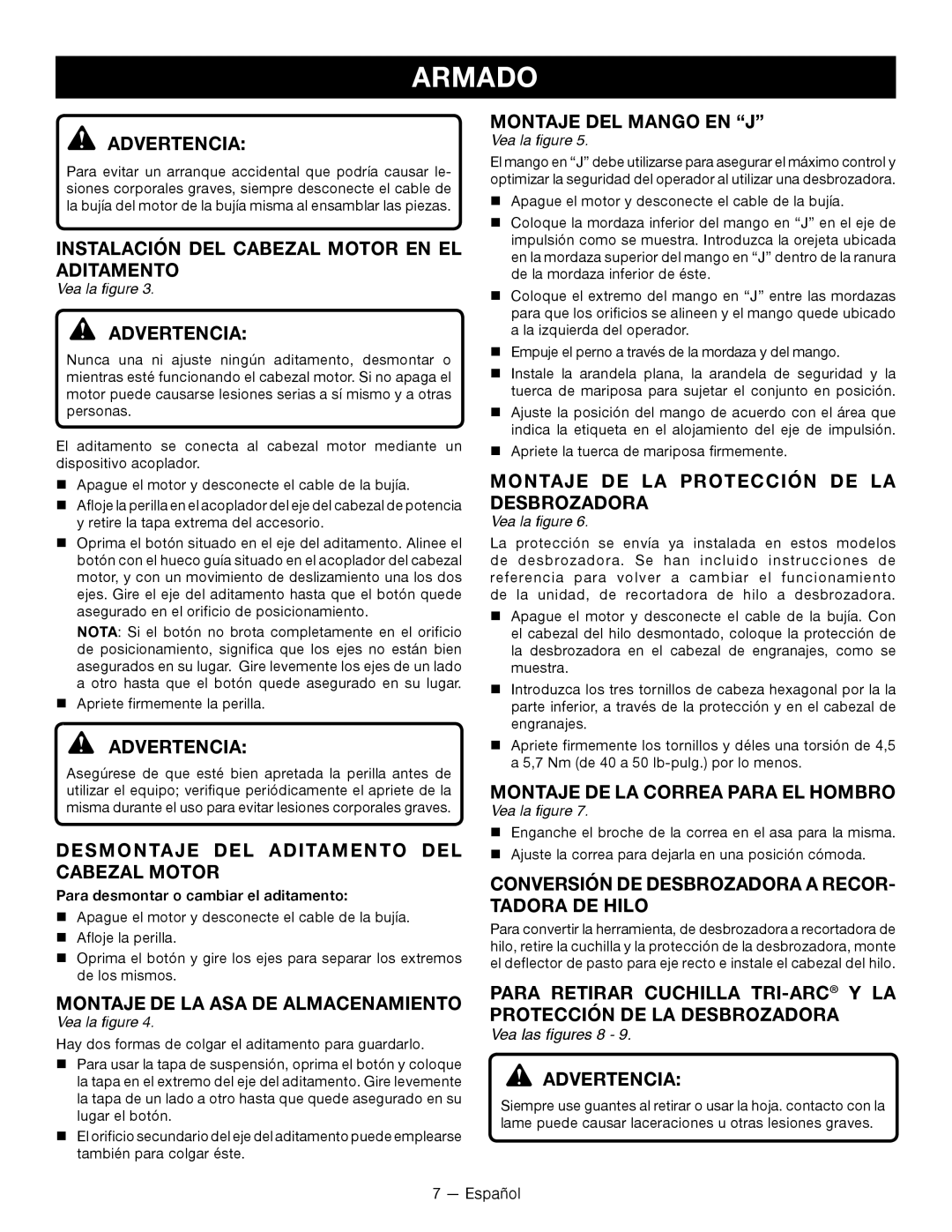 Ryobi RY28060 Instalación DEL Cabezal Motor EN EL Aditamento, Desmontaje DEL Aditamento DEL Cabezal Motor 